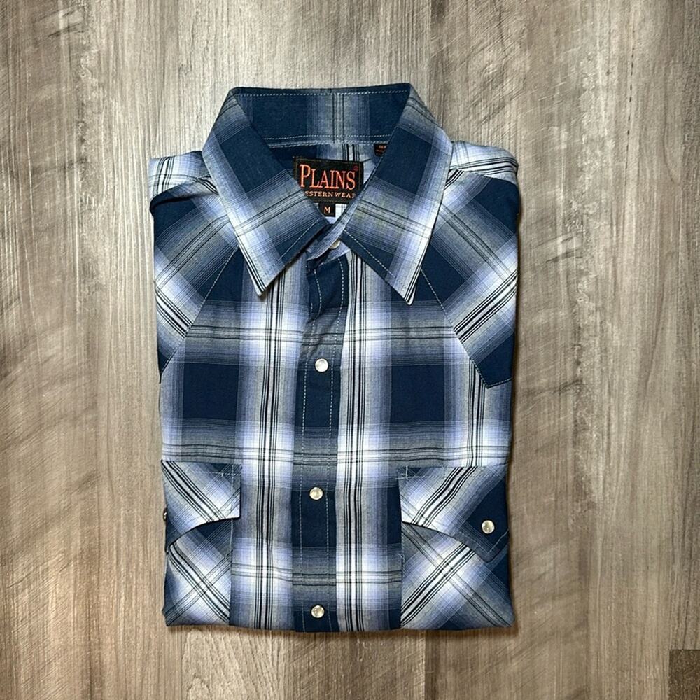 Plains Western Wear Long Sleeve Pearl Snap Button - Medium